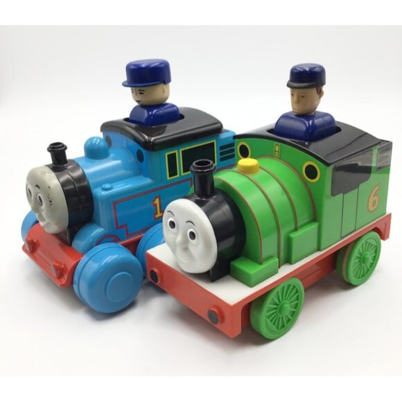 2 Tomy Push Down N Go Thomas the Tank and Percy Train Engine Lot Vintage 2004 - Picture 1 of 11